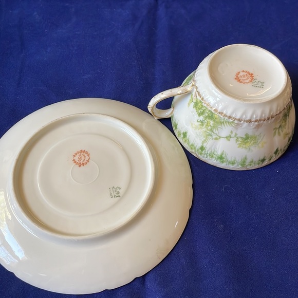 GDA Limoges France porcelain tea cup & saucer set antique - Picture 4 of 13